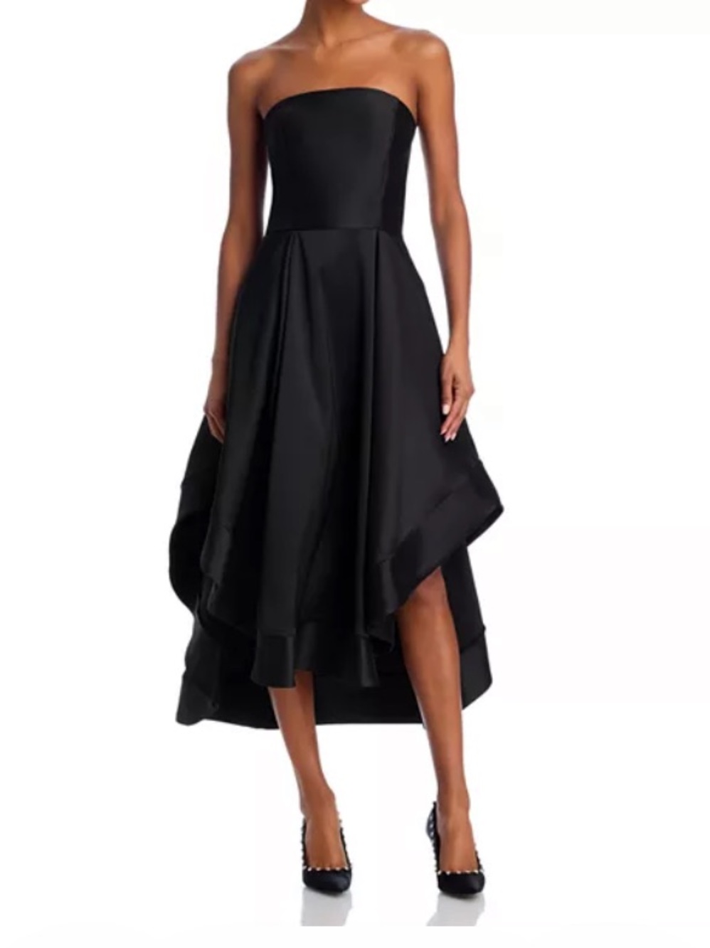 Aqua Mikado Strapless Midi Dress 10